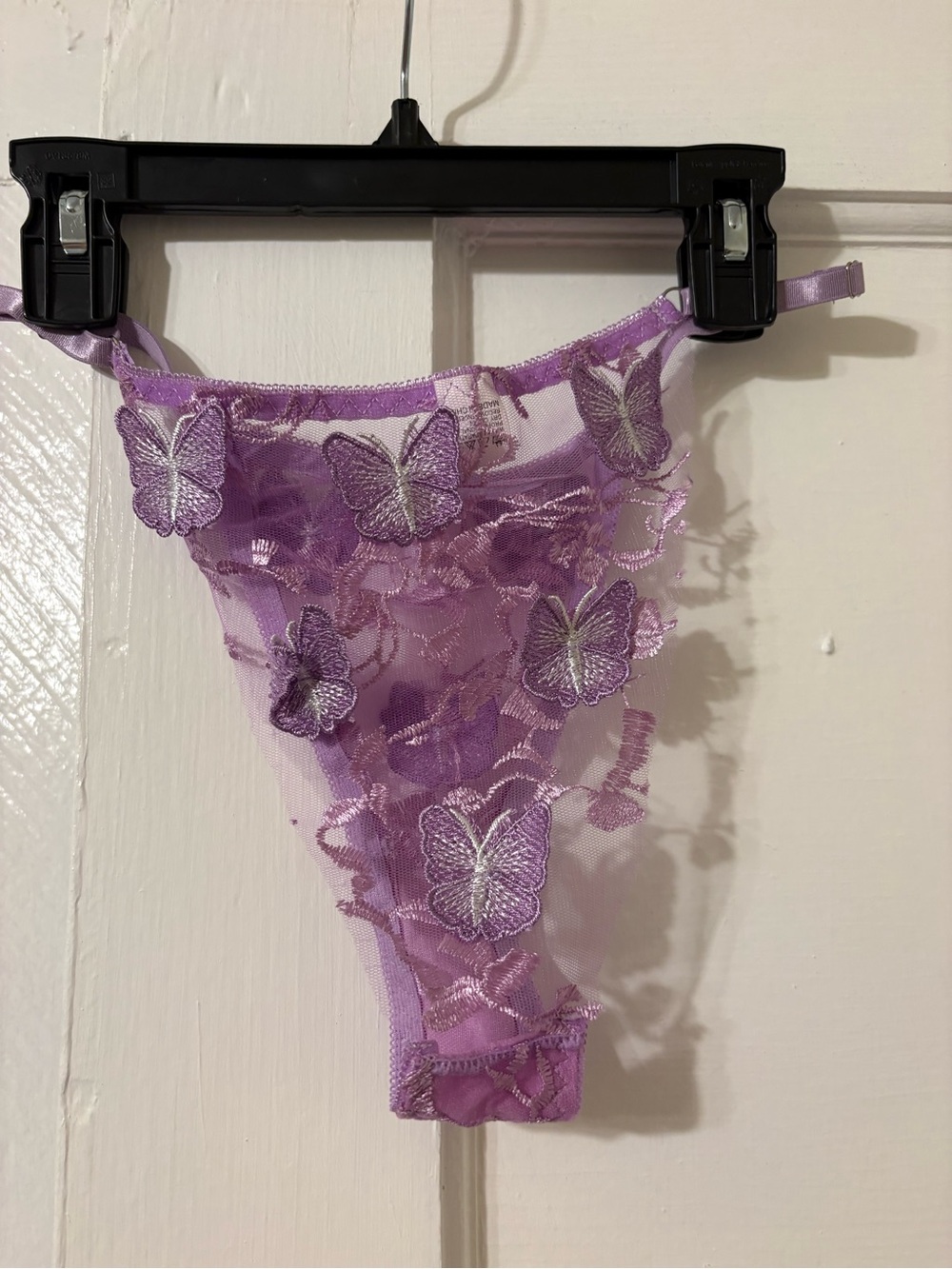 Lace Butterfly Embroidered Sheer Bralette and Bikini Panty Set with Garter Belt - Picture 5 of 7